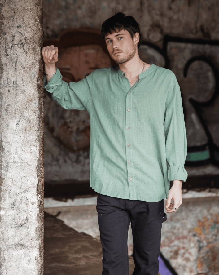 CAMISA CUELLO MAO VERDE